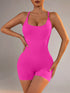 Size S Rose Red Grey Nylon Seamless Yoga Bodysuit - Women&