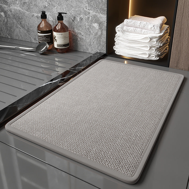 Grey Quick Dry Bathroom Rug - Non-Slip PVC Foam, Super Absorbent, 40x60cm