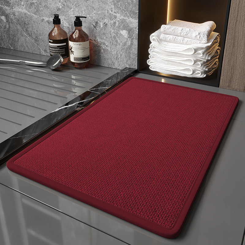 Red Quick Dry Bathroom Rug - Non-Slip PVC Foam, Super Absorbent, 40x60cm