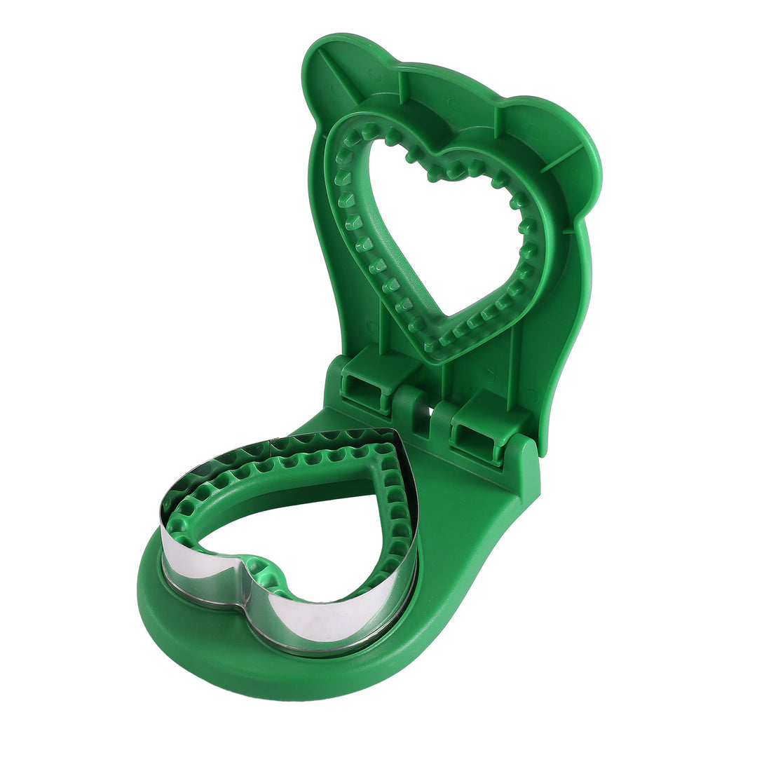 3 Pcs Green Heart Sandwich Maker Sealer - DIY Toast Pocket Bread Cutter & Sealer Mold (PP + 304 Stainless Steel)