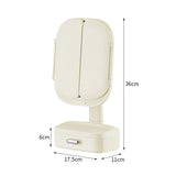 Milky White LED Lighted Tri-Fold Makeup Mirror with Storage Drawer & Magnification(USB Charging Port)