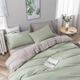 Gray And Green Stitching Ultra-Soft Solid Color 4-Piece Bedding Set - Queen Size(Suitable for 2m bed)