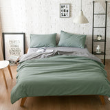 Dark Green And Grey Stitching Ultra-Soft Solid Color 4-Piece Bedding Set - Queen Size(Suitable for 2m bed)