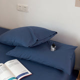 Dark Blue 100% Cotton Pillowcase Set - Envelope Closure(without pillow core)