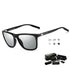 Black Frame + Black Temples + Photochromic Gray Lenses Unisex Aluminum-Magnesium Square Polarized Sunglasses - Stylish U