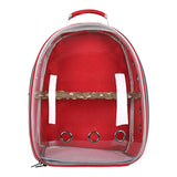 Red Stylish Transparent PVC Pet Carrier Backpack - Large Capacity, Multi-Use for Birds & Cats(Including Wooden Stick)