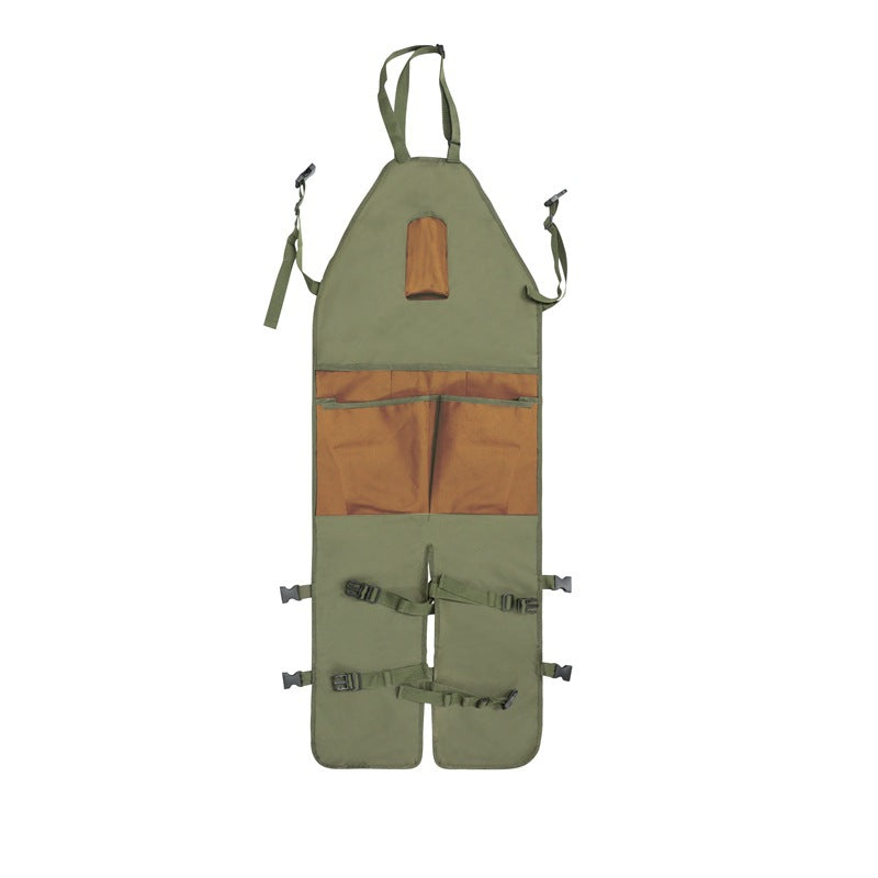 Green And Brown Gardening Leg Apron - Oxford Fabric, Multi-Pocket, Extended Design, 118x45cm, 450g