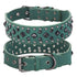 Size S Green 1 pack Stylish PU Leather Dog Collar with Spikes - Adjustable, Durable & Comfortable for Medium to Large Breeds