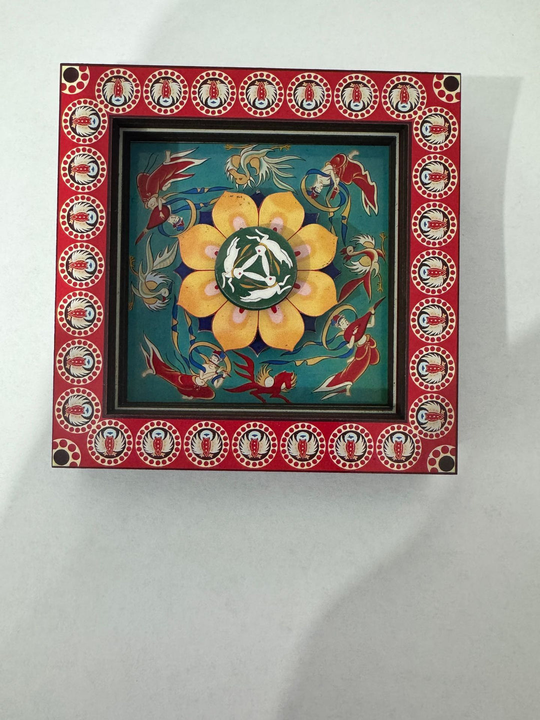 2-PCS 3D Wooden Fridge Magnet - Dunhuang Art Style, Creative Gift (Style 6)