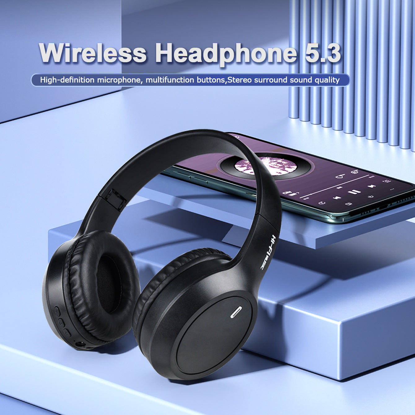Black Over-Ear Wireless Headphones - Immersive Sound, 360Âº Surround Sound