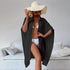 Black Summer Beach Cover-Up- Bamboo Cotton Sun Protection Cardigan