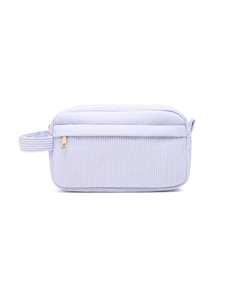 Sky Blue 2-pcs Corduroy Pencil Case - Large Capacity Storage Bag