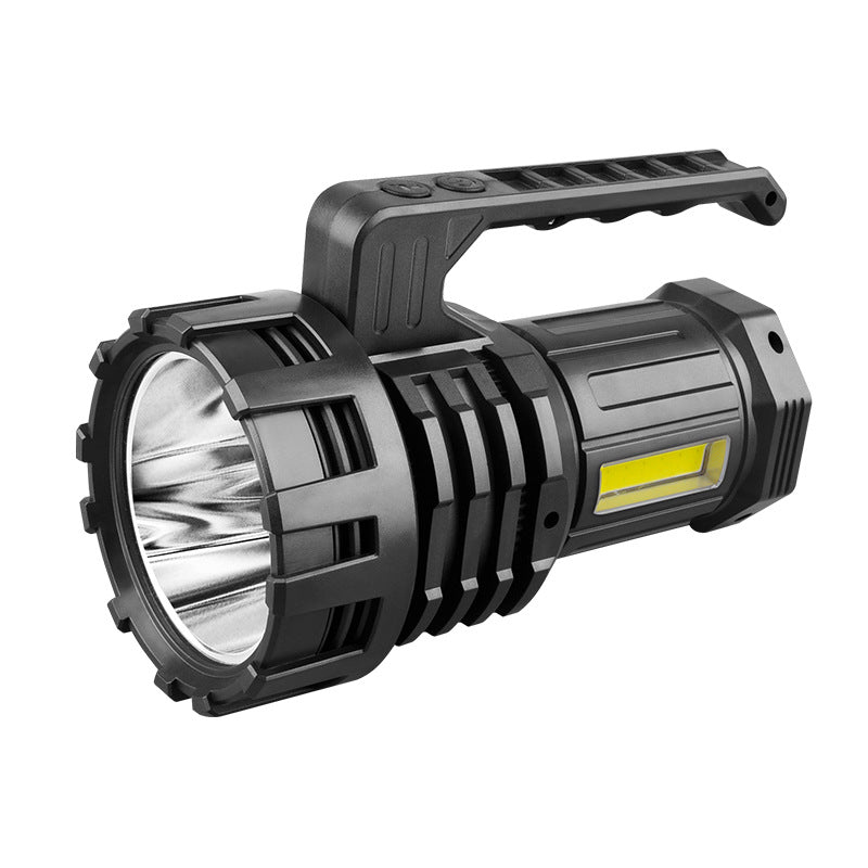 Black LED Searchlight - Rechargeable Handheld Spotlight, 500m Range, Long Lasting