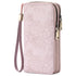 Pink Embossed Design Large Capacity Vegan Leather Wallet with Wristlet