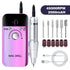 Purple High Speed Portable Nail Drill Set - Electric Nail File Set with 6 Nail Drill Bits
