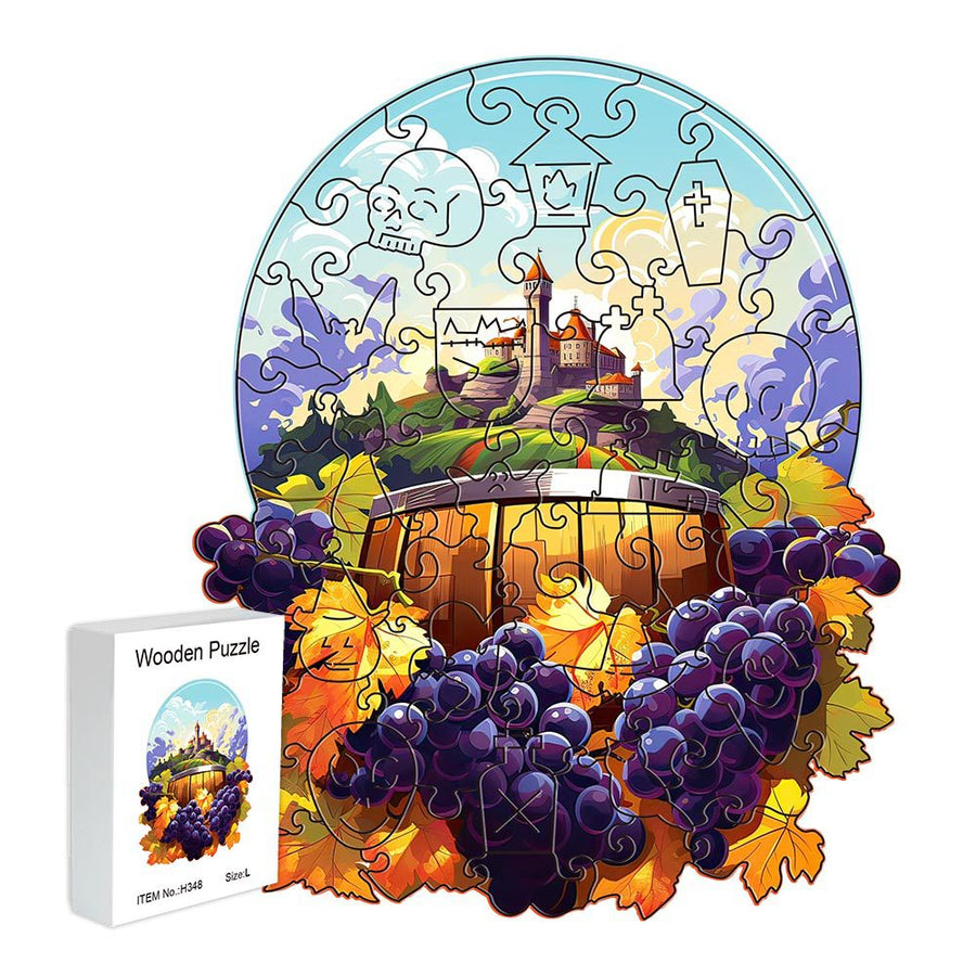 Wine grapes Wooden Puzzle - Vegetable & Fruit Design, Home Decor, Educational Toy (Size M)