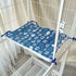 Tie-On Cat Cage Platform Pad - white cat pattern on Blue background (30x75cm)