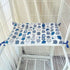 Tie-On Cat Cage Platform Pad - Blue cat pattern on white background (30x75cm)