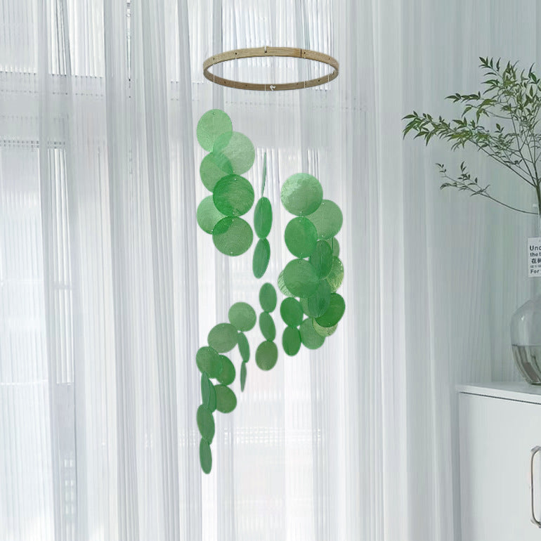 Green Bohemian Seashell Wind Chime - Dream Catcher Hanging Decor for Home