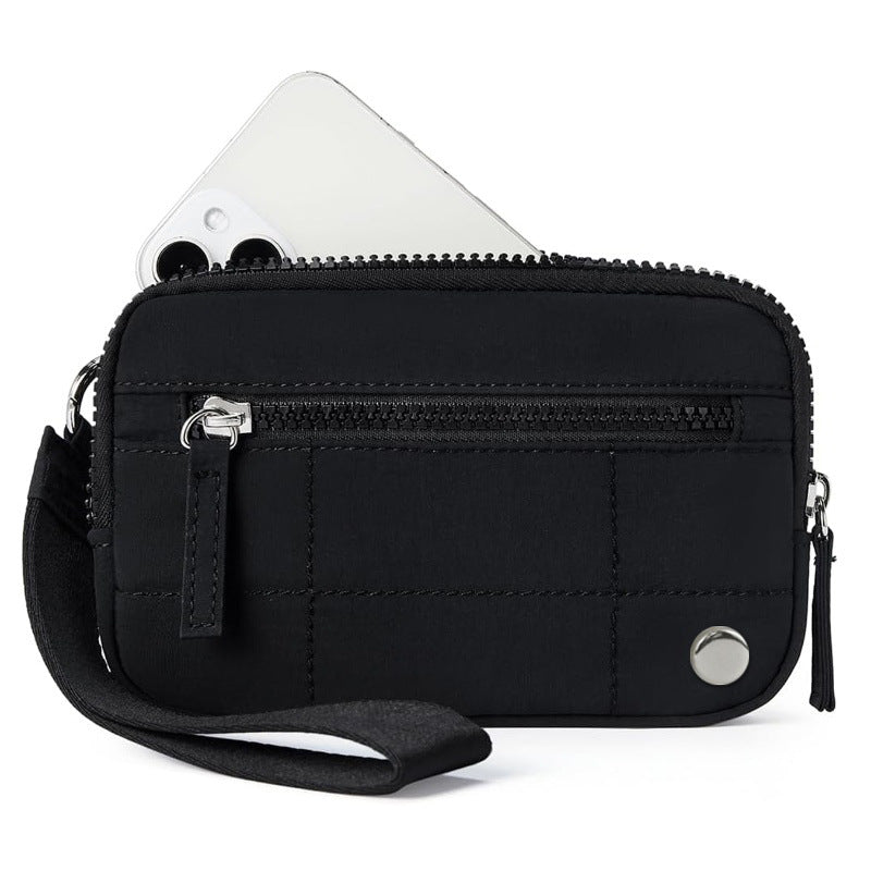 Black Waterproof Wristlet Wallet - Nylon Pouch for Cards, Phone & Coins(Without Mobile Phone)