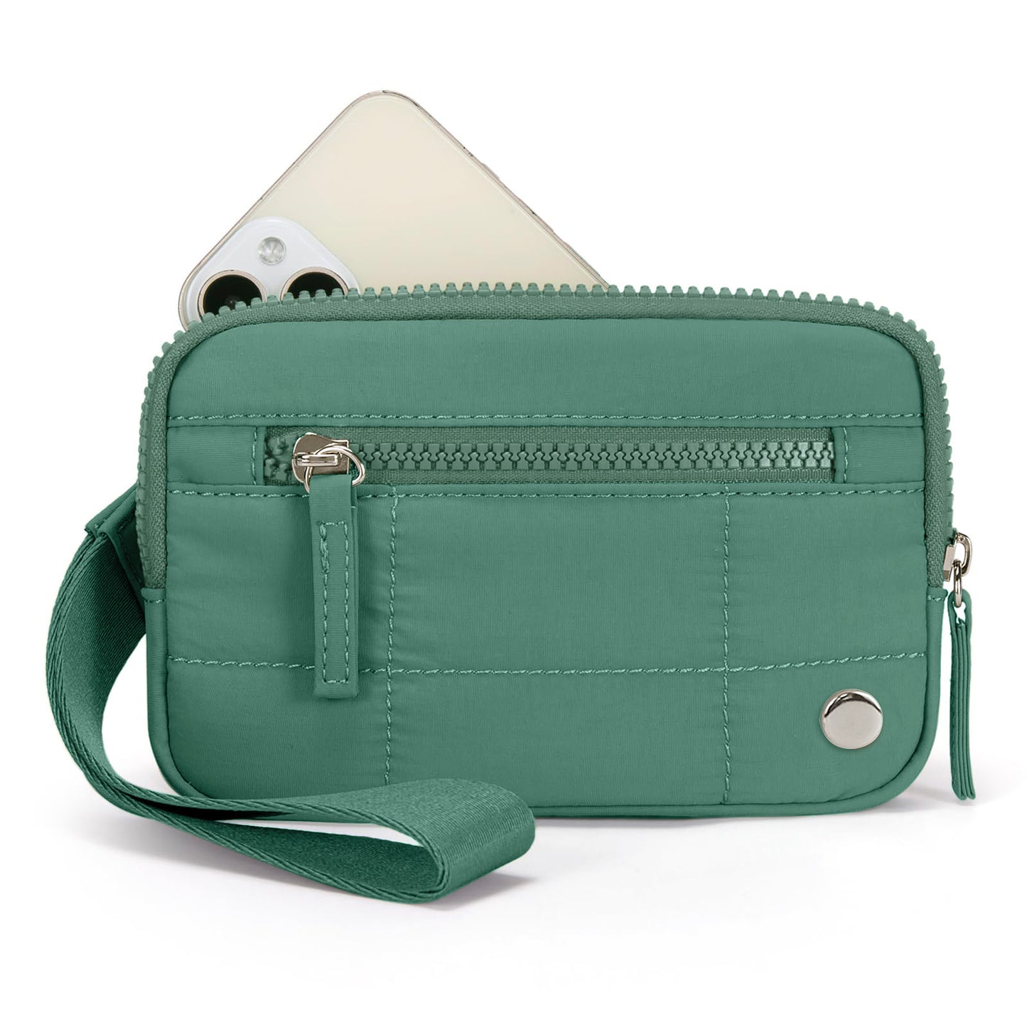 Green Waterproof Wristlet Wallet - Nylon Pouch for Cards, Phone & Coins(Without Mobile Phone)