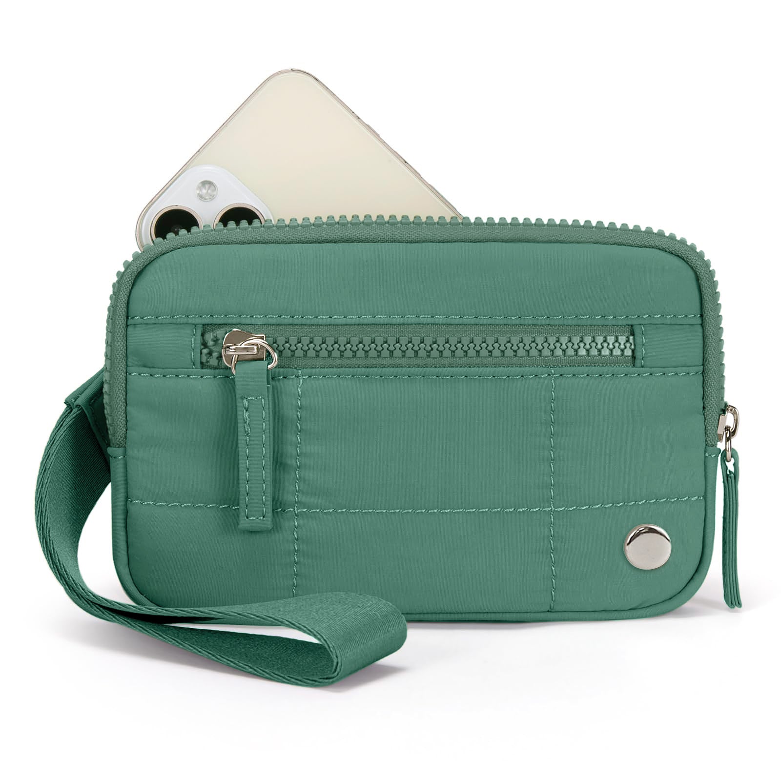 Green Waterproof Wristlet Wallet - Nylon Pouch for Cards, Phone & Coins(Without Mobile Phone)