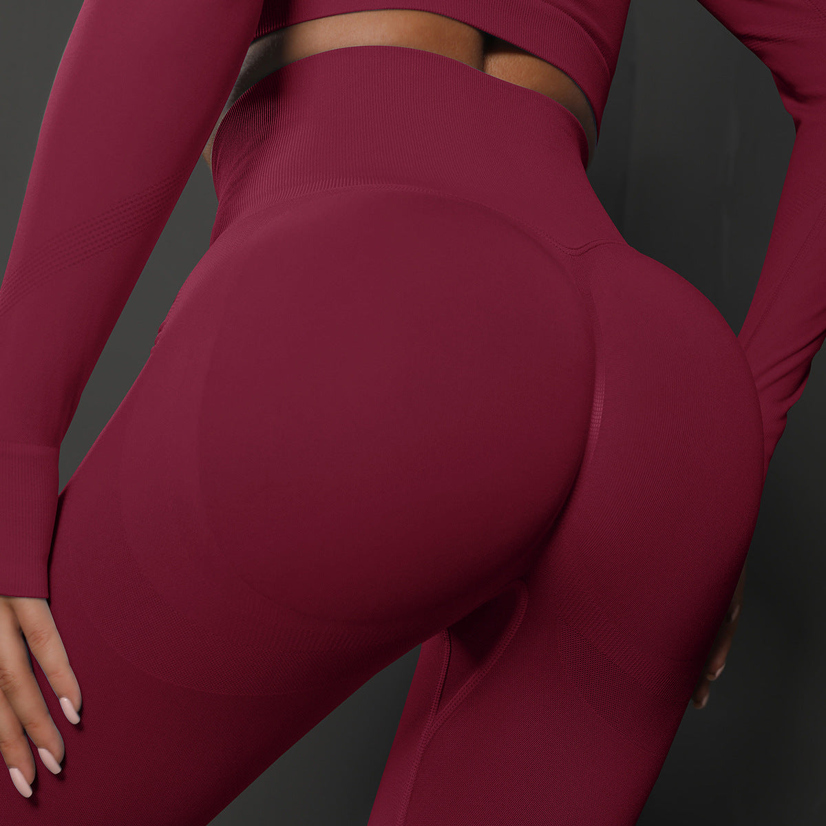 Size S Claret Red Seamless High-Waisted Yoga Pants for Women - Lift Workout Leggings for Running, Gym, and Fitness