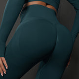 Size M Dark Green Seamless High-Waisted Yoga Pants for Women - Lift Workout Leggings for Running, Gym, and Fitness