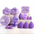 3 * Purple 20 Sets Makeup Sponge Set - Flannel Headband, Crystal Velvet Puffs, Non-Latex Beauty Blenders for Flawless Application