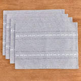4 Pcs Blue Woven Placemats - Heat Resistant Kitchen Table Mats, Coffee Tea Cup Coasters, Linen Blend Dining Decor