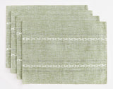 4 Pcs Green Woven Placemats - Heat Resistant Kitchen Table Mats, Coffee Tea Cup Coasters, Linen Blend Dining Decor