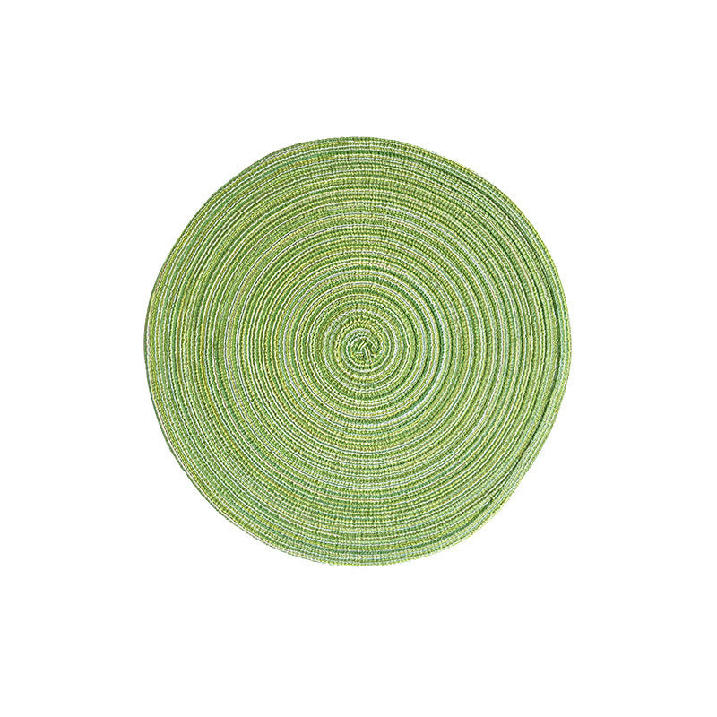 8 Pcs Green Woven Round Placemat - Non-Slip, Heat-Resistant Dining Table Mat,  30cm