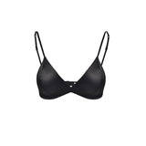 Size L Black French Style Mulberry Silk Wireless Bralette - Triangle Cup Anti-Sagging Bra for Fuller Busts, Lightweight Comfort