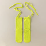 3 Pcs Bright Green Non-Slip Yoga Socks with Cross Straps - Cotton Pilates Dance Socks for Women, Lightweight Comfort