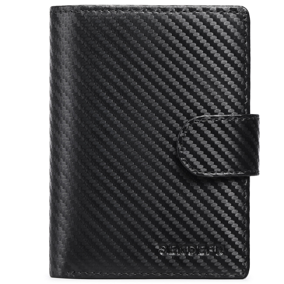 Black Plaid Men's Short Leather Wallet with RFID Protection - Genuine Cowhide Cardholder with Coin Pocket