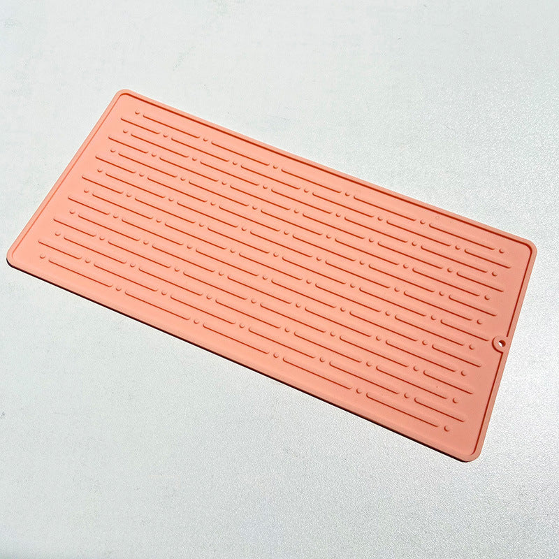30*14.5CM Pink Silicone Draining Mat 4-Pack - Heat-Resistant Non-Slip Kitchen and Bathroom Pad for Cups and Utensils