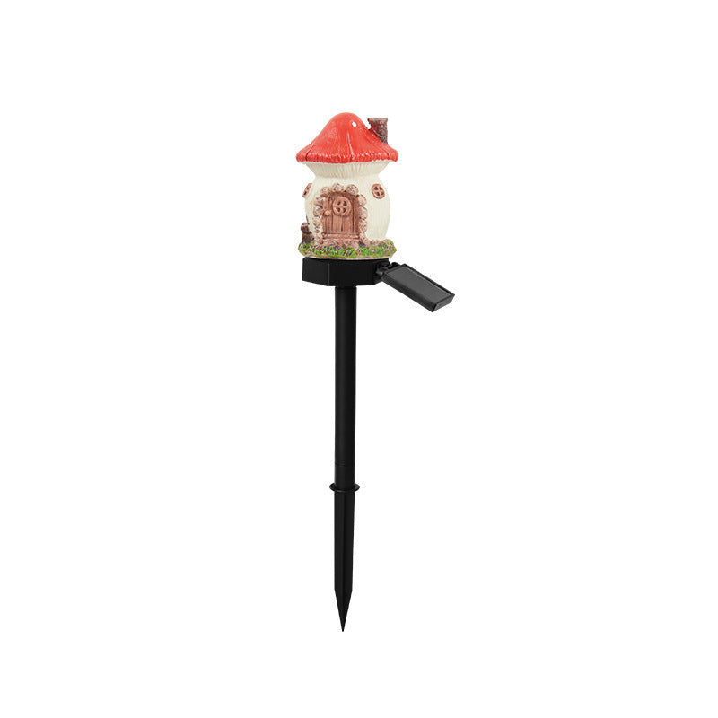 Style 2 White And Red Solar Resin Garden Stake Light - Outdoor Landscape Light for Yard and Patio Decor
