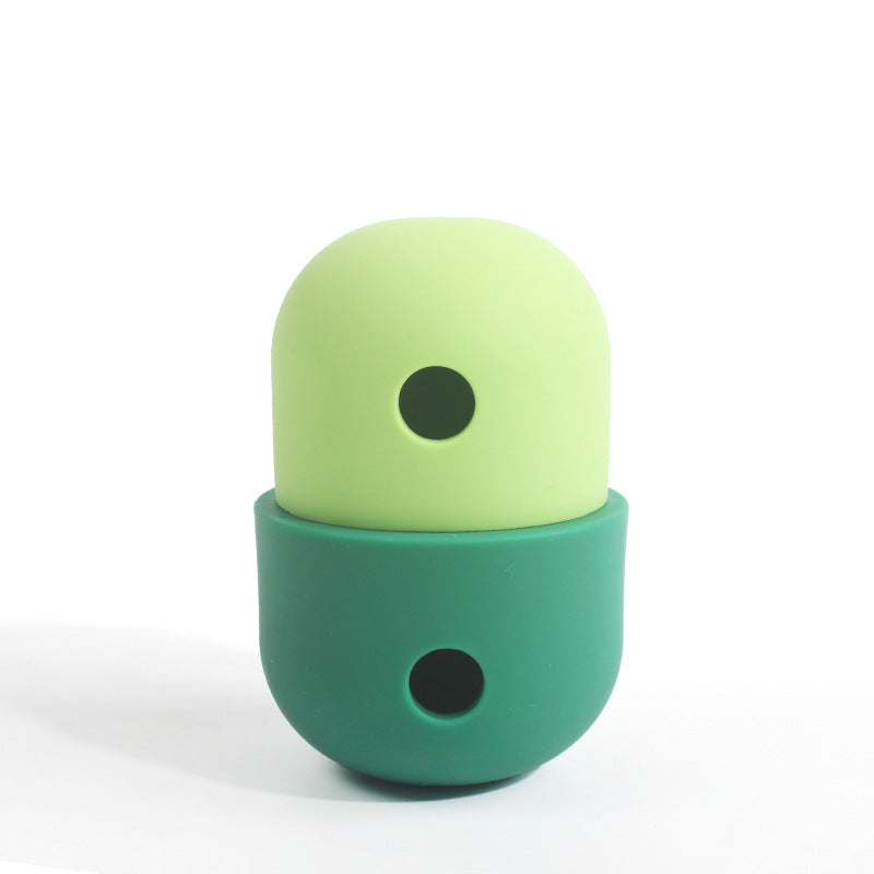 2 Pcs Light Green And Green Interactive Pet Treat Dispensing Ball - Food-Grade Silicone Rolling Toy for Dogs with 1.5 cm Leakage Hole