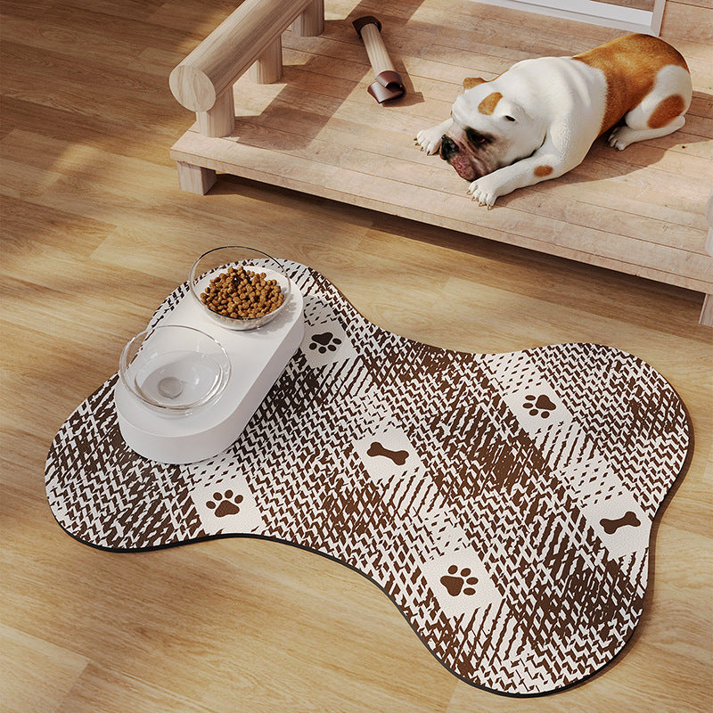 Brown And White Pet Feeding Mat 35x50cm - Anti-Slip, Durable Diatom Mud Mat for Dogs and Cats, Easy to Clean