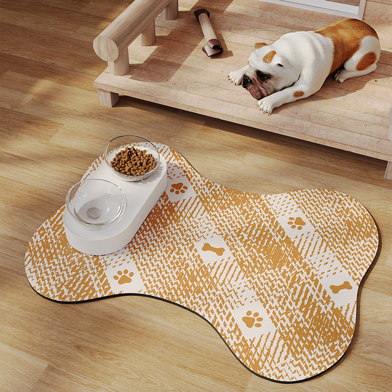 Yellow And White Pet Feeding Mat 45x60cm - Anti-Slip, Durable Diatom Mud Mat for Dogs and Cats, Easy to Clean