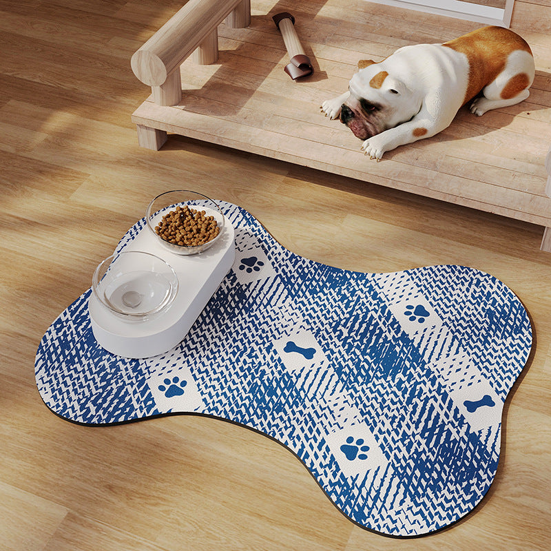Blue And White Pet Feeding Mat 50x70cm - Anti-Slip, Durable Diatom Mud Mat for Dogs and Cats, Easy to Clean
