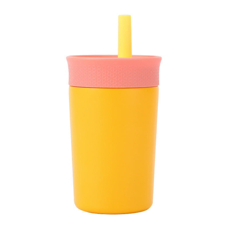 2 Pcs Yellow 12oz Insulated Tumbler with Straw - 304 Stainless Steel, BPA-Free, Leak-Proof Coffee Mug for Hot and Cold Drinks