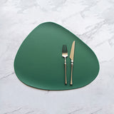 4 Pcs Green Nordic-Style PVC Leather Placemats Set of 4 - Waterproof, Heat-Resistant, and Oil-Proof Triangular Table Mats