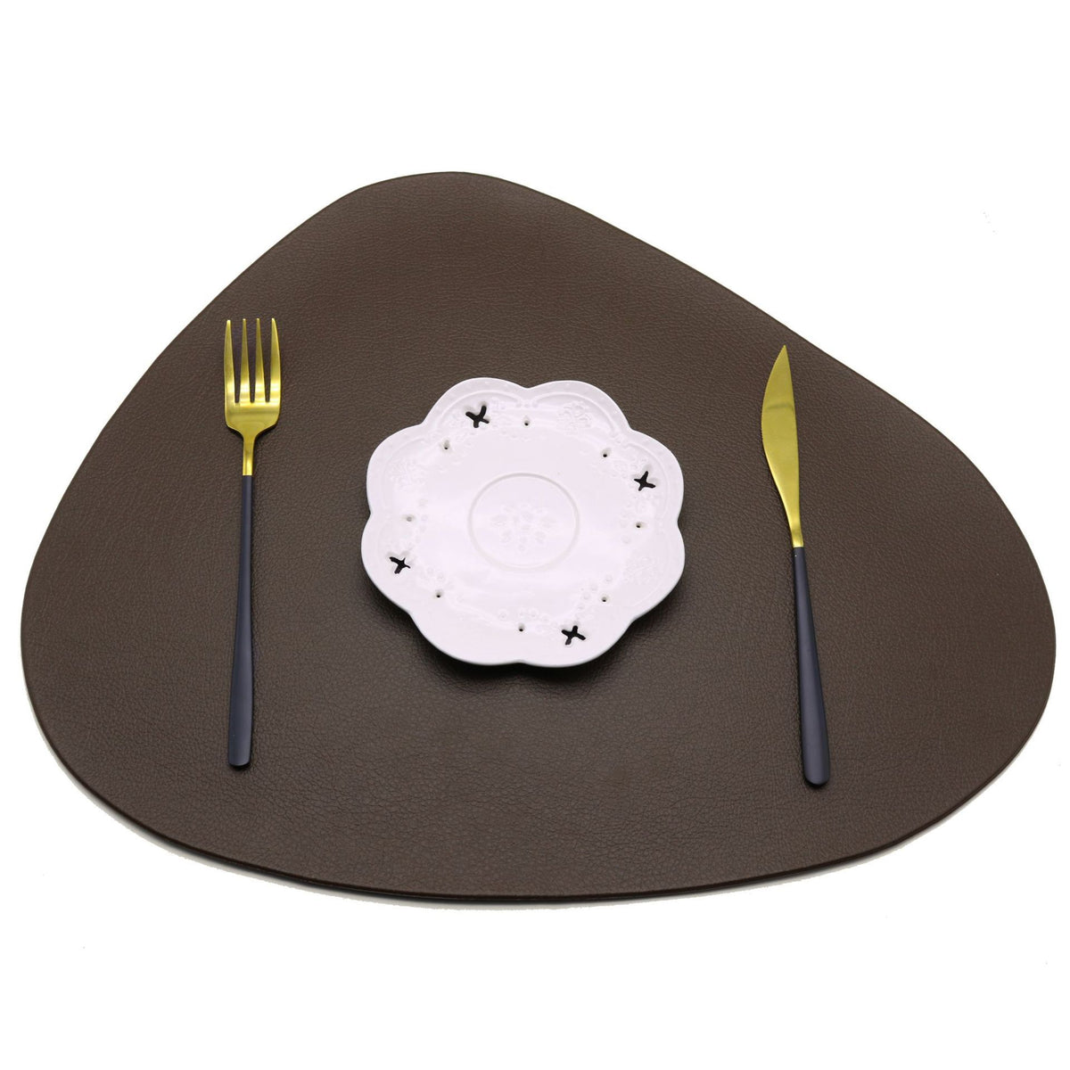 4 Pcs Coffee Nordic-Style PVC Leather Placemats Set of 4 - Waterproof, Heat-Resistant, and Oil-Proof Triangular Table Mats