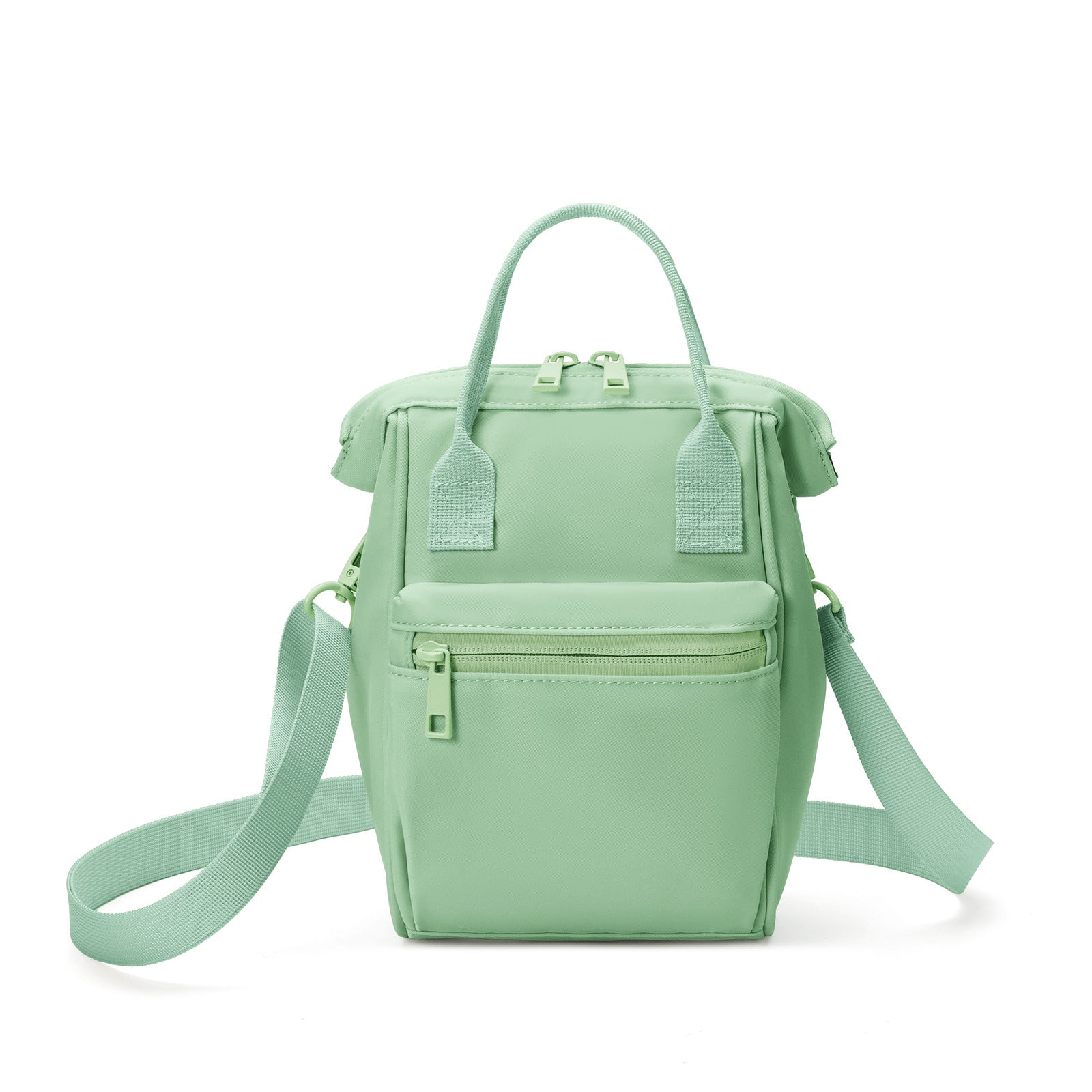 Green Mini Waterproof Oxford Backpack - Lightweight 263g Travel Crossbody Bag with Adjustable Straps