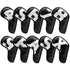 White Words On Black Background PU Leather Golf Iron Headcovers Set (10pcs) - Numbered Protective Club Covers (4-9, P, A, S, L) Universal Fit