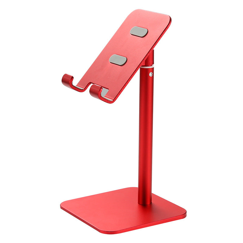 Red Adjustable Aluminum Alloy Phone and Tablet Stand - Telescopic Desktop Holder for Live Streaming and Hands-Free Use