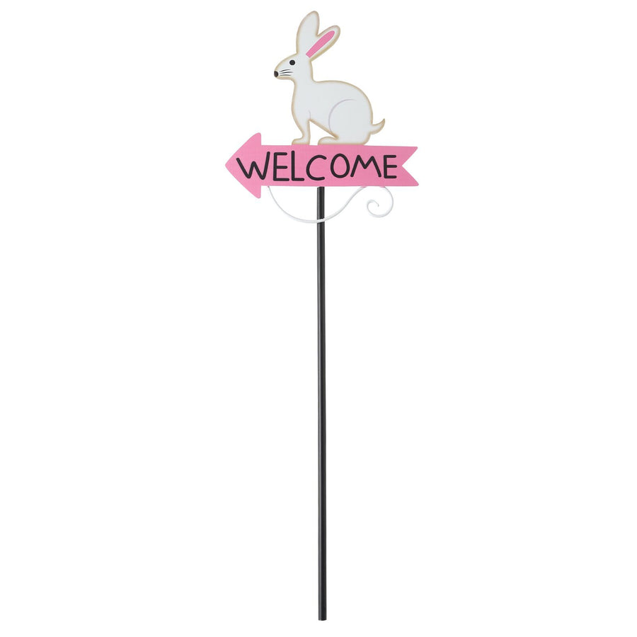 White Rabbit Pattern Charming Metal Garden Stakes | Welcome Yard & Lawn Decor