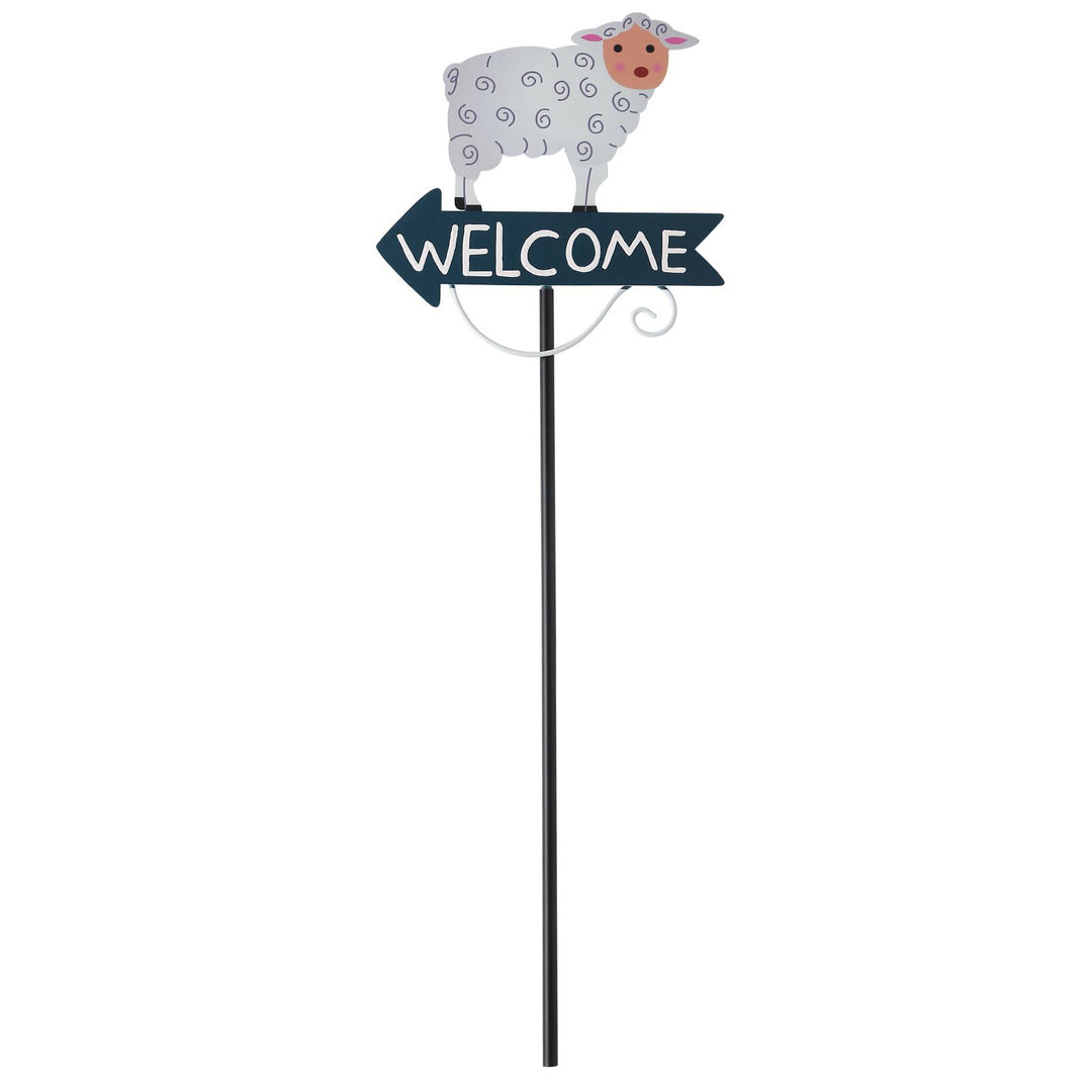 Grey Goat Pattern Charming Metal Garden Stakes | Welcome Yard & Lawn Decor