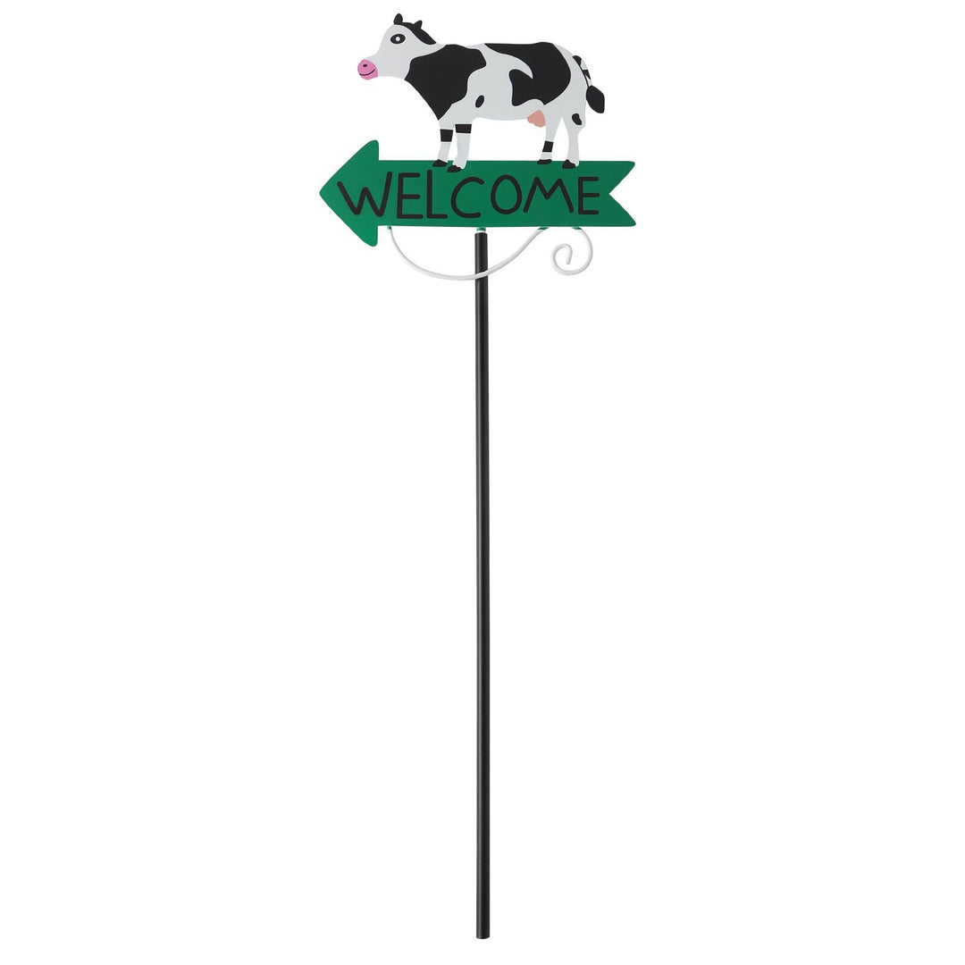 Black And White Cow Pattern Charming Metal Garden Stakes | Welcome Yard & Lawn Decor